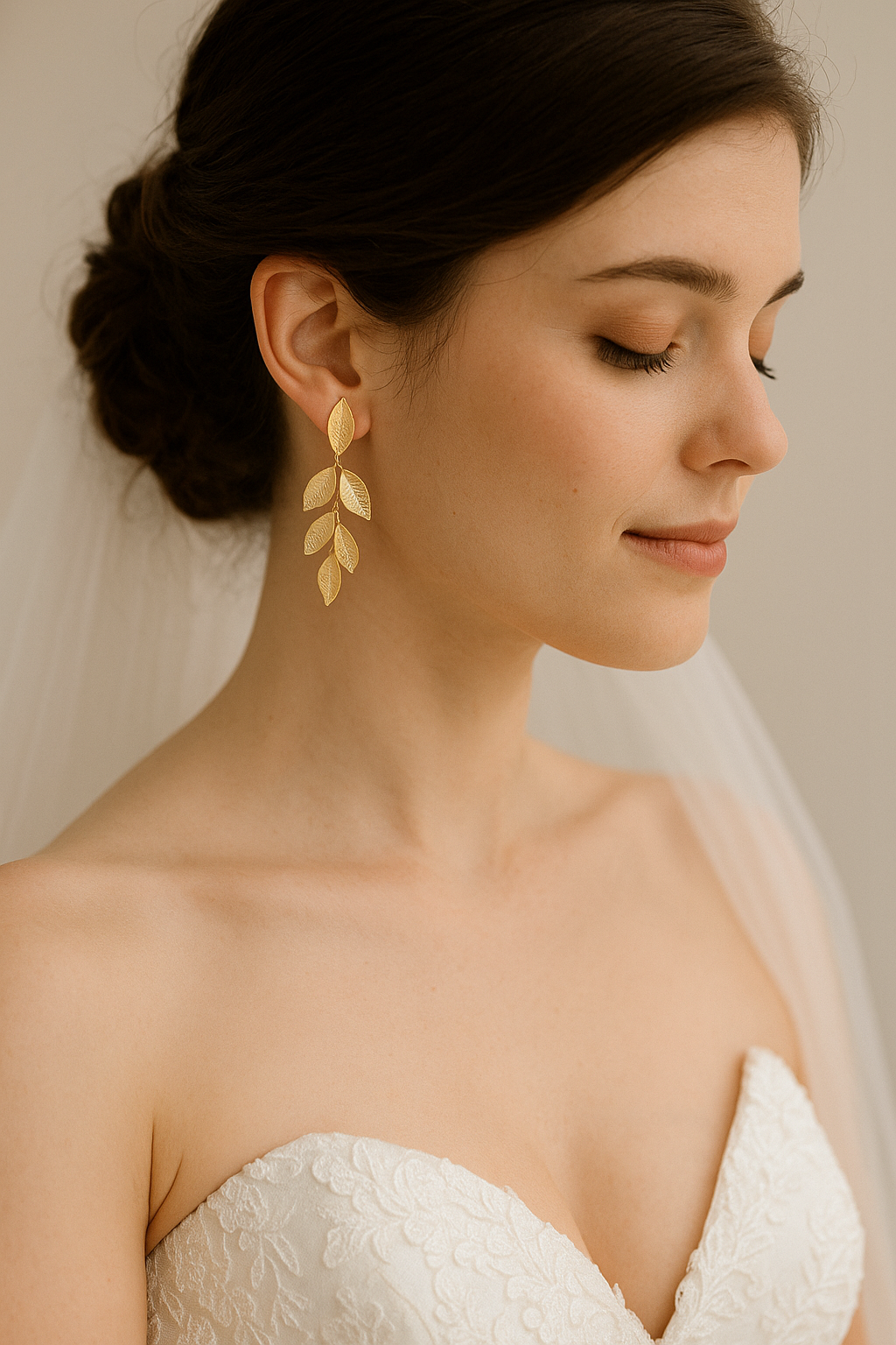 Boucles d’oreilles dorées Flora en acier inoxydable – Bijoux de mariage bohème chic