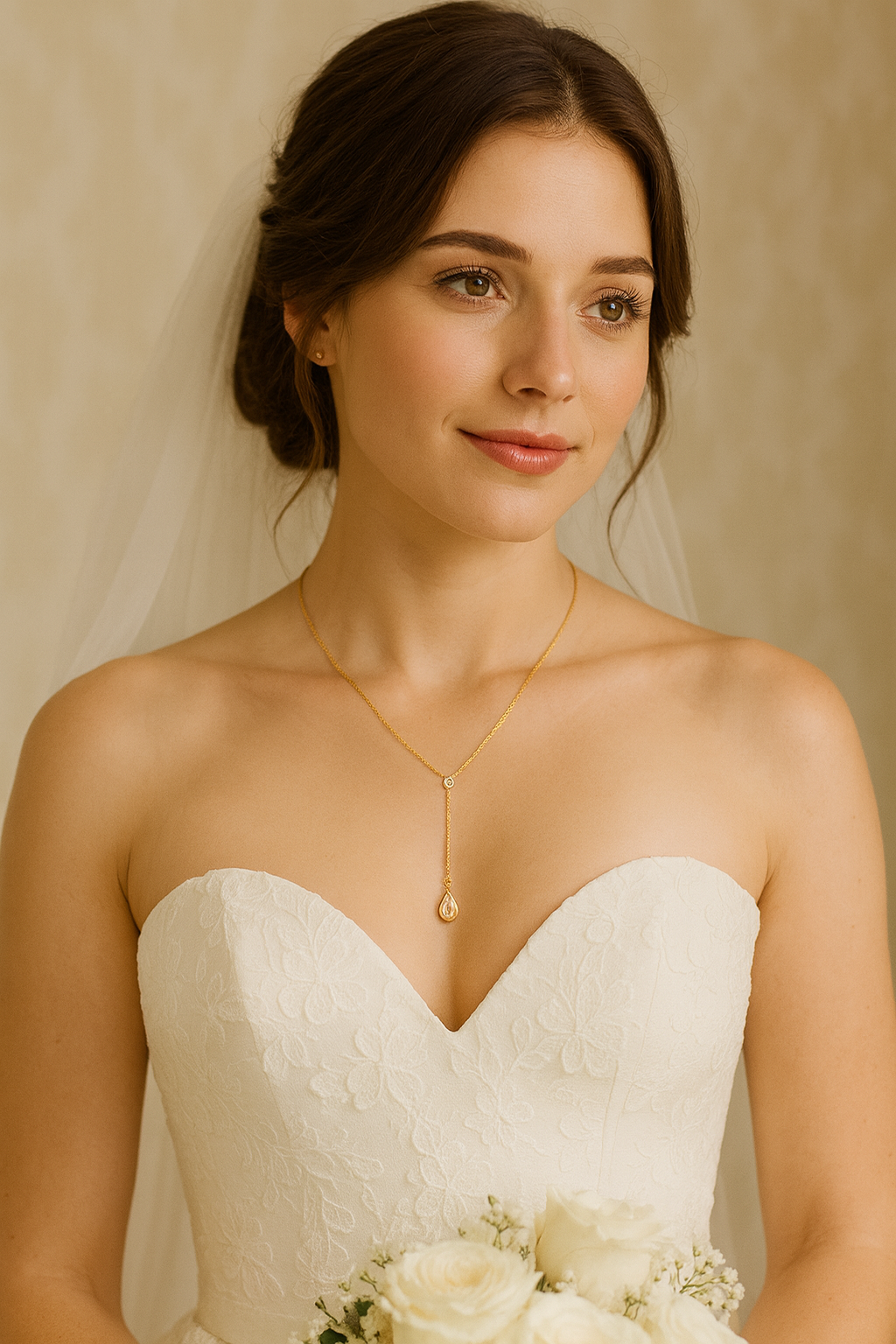 Collier de mariage Y “Aurora” – Bijou raffiné pour la mariée