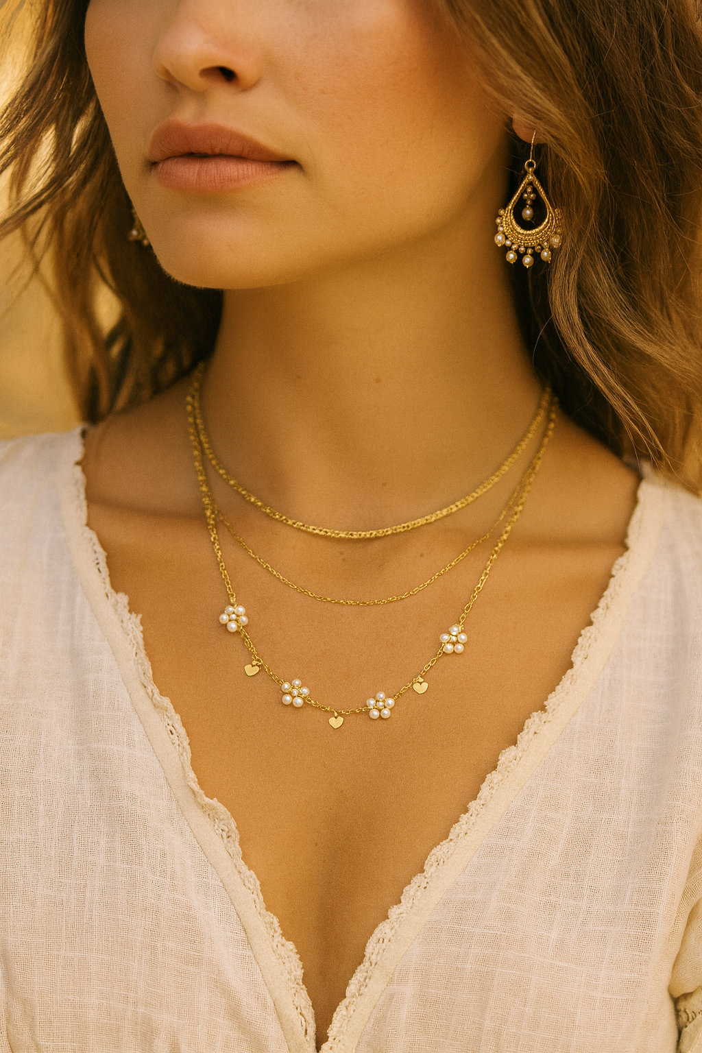 Collier bohème en acier inoxydable doré