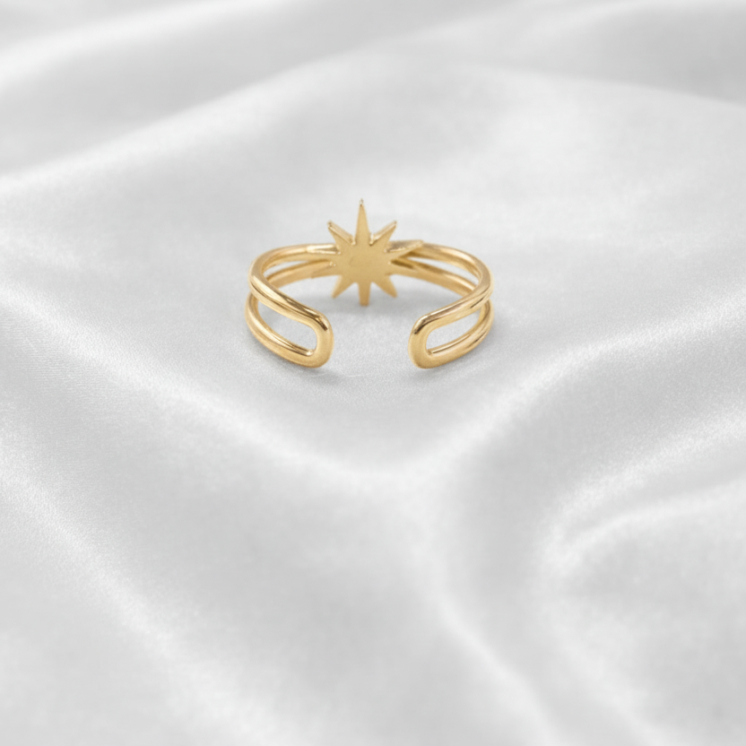 Bague solea dorée en acier inoxydable, bijou femme élégant