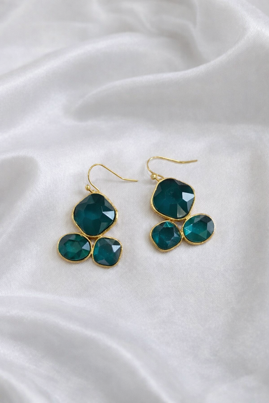 Boucles d'oreilles en acier inoxydable doré avec cristal  