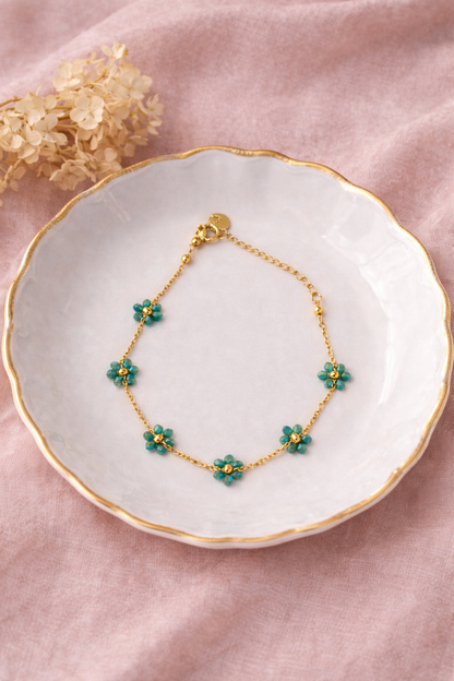 Bracelet Floréa motif fleur en acier inoxydable – La Merveille Bijoux