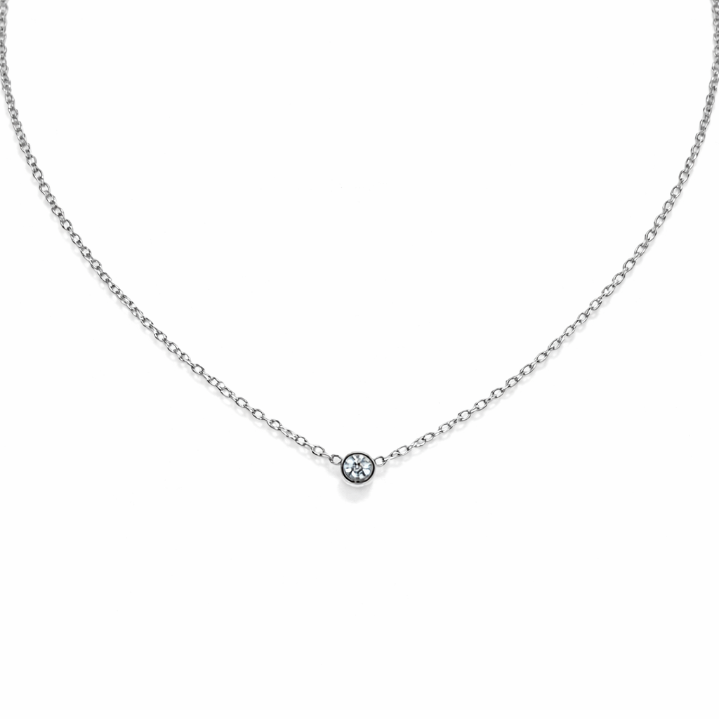 Collier fin Elina en acier inoxydable avec cristal, bijou minimaliste pour femme
