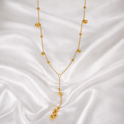 Collier Y Éloria en acier inoxydable doré avec perles, bijou élégant pour femme - la merveille bijoux 