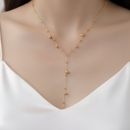 Collier Y Éloria en acier inoxydable doré avec perles, bijou élégant pour femme