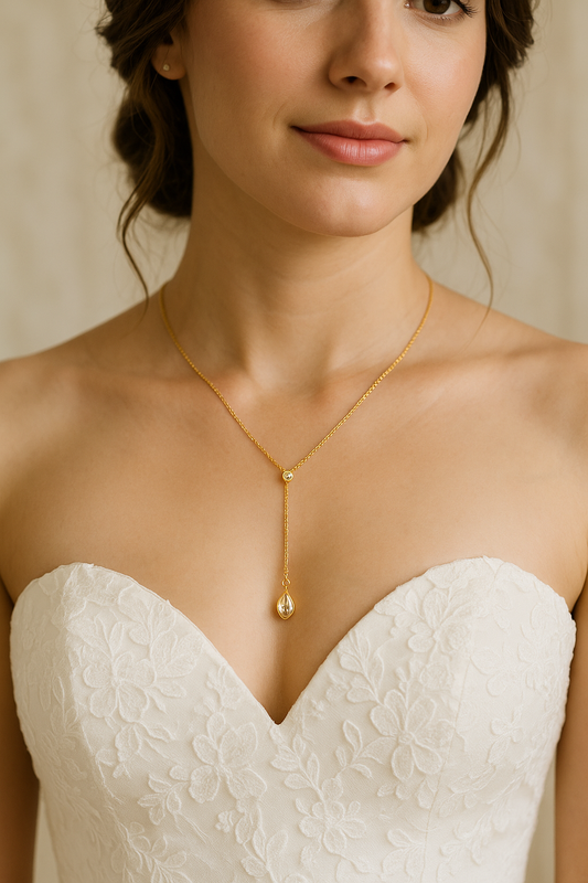 Collier de mariage Y “Aurora” – Bijou raffiné pour la mariée