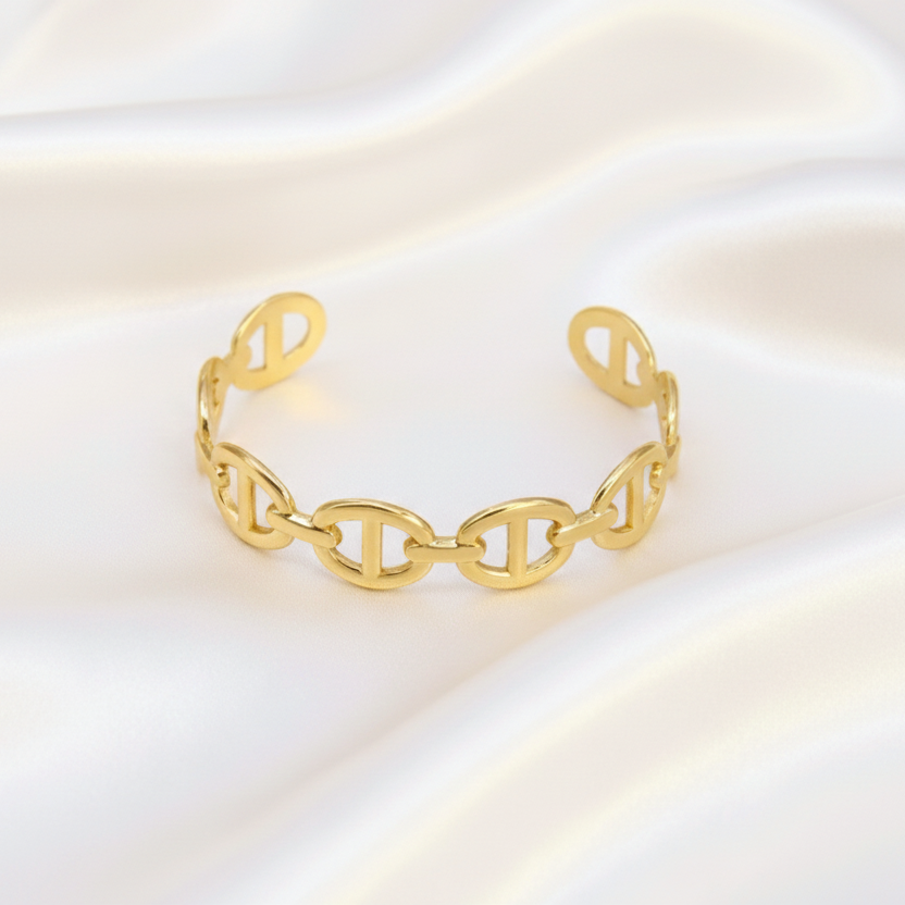  jonc en acier inoxydable doré aux maillons marine