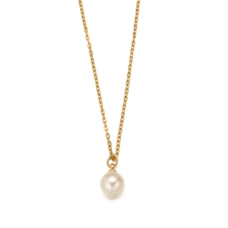 Collier Isaline pendentif perle & boucles d’oreilles assorties – Élégance intemporelle