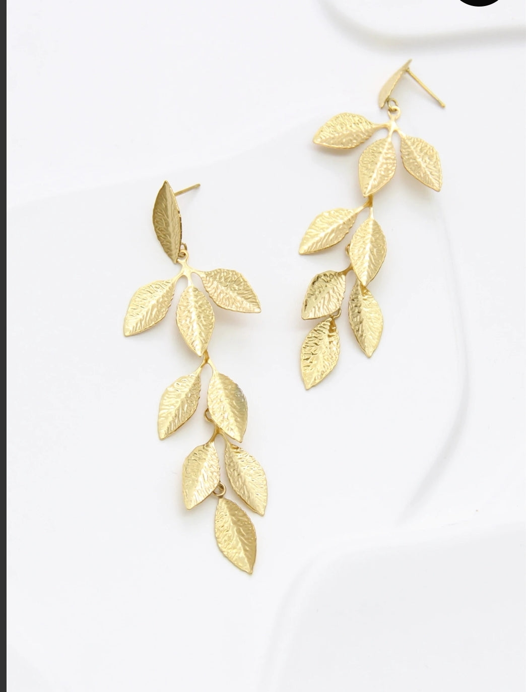 Boucles d’oreilles dorées Flora en acier inoxydable – Bijoux de mariage bohème chic