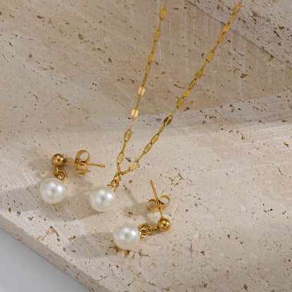 Collier Isaline pendentif perle & boucles d’oreilles assorties – Élégance intemporelle